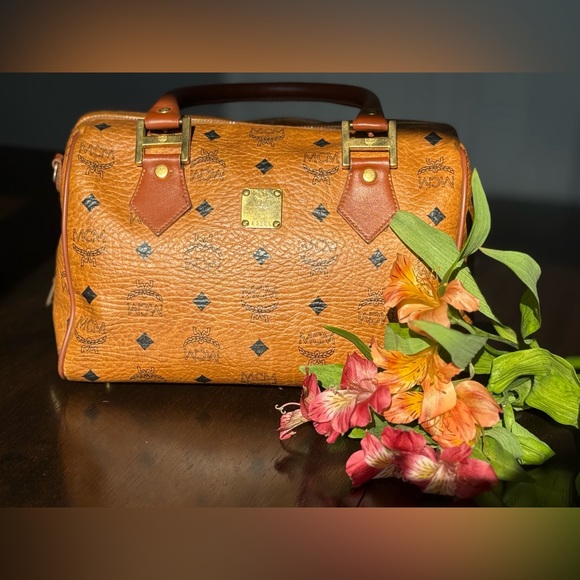 MCM Handbags - MCM Small Cognac Visetos Satchel